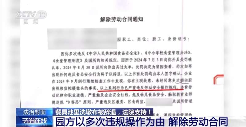 洗墩布被辞退 法院：支持！儿童安全重于一切pg电子模拟器试玩一名厨工在幼儿园洗碗池里(图17)